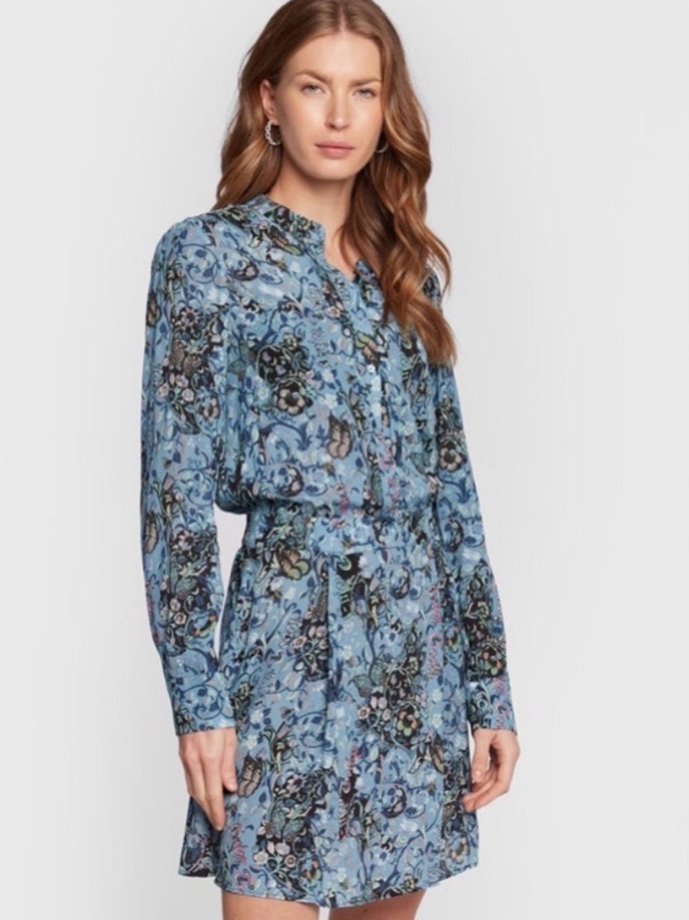 Zadig & Voltaire Refla Bohemian Patch Long-Sleeve Shirt Dress